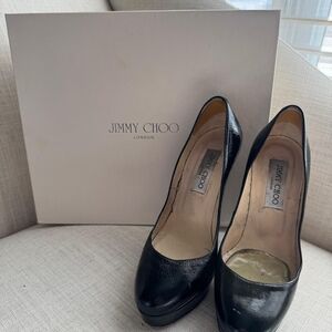 Jimmy Choo Black Leather Platform Pump
